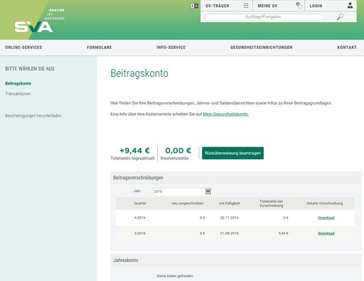 Screenshot Muster Beitragskonto