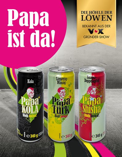 ParSum Trading GmbH bringt Papa Türk von der „Höhle
der Löwen“ auf den österreichischen Getränkemarkt. Neben Papa Türk
sind der Muntermacher Papa Kola und das Urlaubsgefühle verkörpernde
Papa Shisha erhältlich.