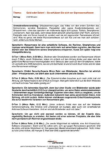 Vorschau Bild von Manuskripte zum Thema "Geld oder Daten! - So schützen Sie sich vor Erpressersoftware"