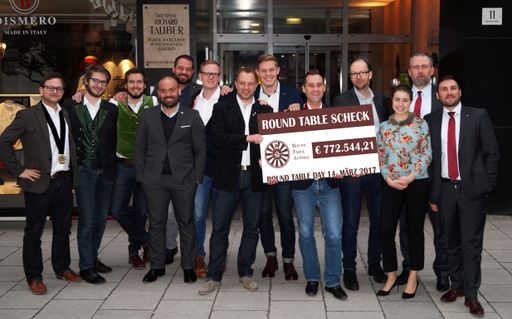  Stolz präsentieren der Vorstand und die Regionspräsidenten von
Round Table Österreich die Spendensumme von 772.544,21 Euro.