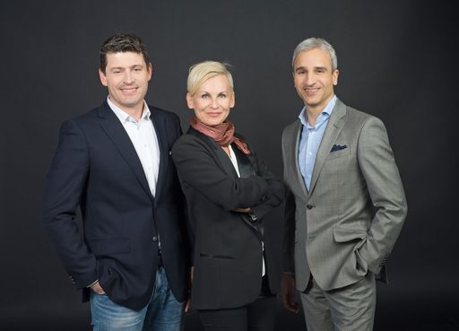 Eine dreiköpfige Geschäftsführung leitet das neue Team der Styria
Content Creation (v. l. n. r.): Alexis Johann, Eva Maria Kubin und
Martin Distl