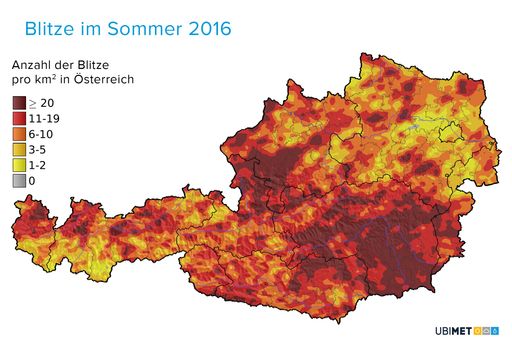 Grafik "Blitze Sommer 2016 in Österreich"