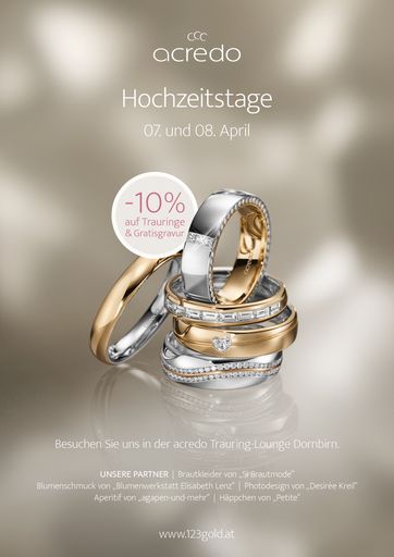 Vorschau Bild von Werbeplakat zu den acredo Hochzeitstagen in
Dornbirn