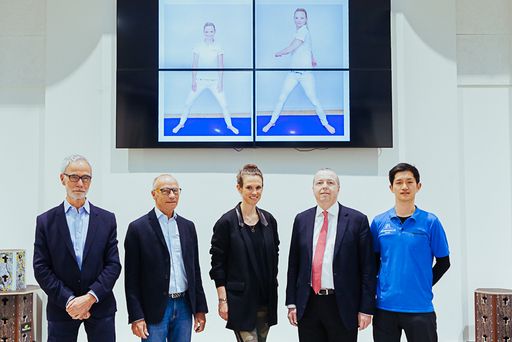 Im Bild v.l.: Dr. Wolfgang Ebner, Rheumatologe, Ing. Paul Pocek, Österreichische Vereinigung Morbus Bechterew, Dr. Theresa Kapral, Medizin Zentrum Alser Straße (MZA), Mag. Yue-Zong Tsai, Sporthalle Wien, Dr. Wolfgang Bonitz, Novartis Pharma
