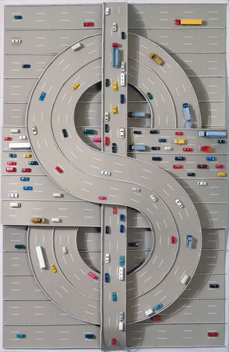  Thomas Bayrle, "$", 1980; Karton, Miniaturautos