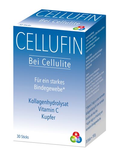 Cellufin enthält Kollagenhydrolysat, Vitamin C und Kupfer und
wirkt effektiv gegen Cellulite. Die Packung enthält 30 Sticks für
den täglichen Gebrauch.