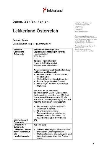 Vorschau Bild von Erweitertes Factsheet Lekkerland Österreich, Stand Mai 2017