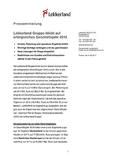 Vorschau Bild von PM Lekkerland Gruppe Bilanz 2016 - zur Info