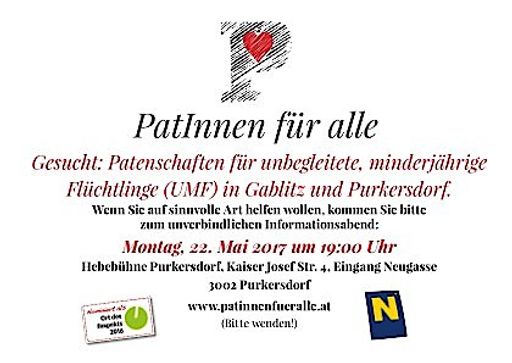 Vorschau Bild von „Paten statt Worte“ – Einladung zum Info-Abend über Patenschaften für unbegleitete minderjährige Flüchtlinge – 22.5.2017