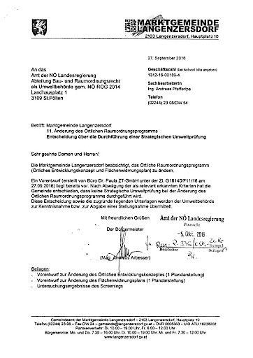 Vorschau Bild von Screening der Gemeinde Langenzersdorf