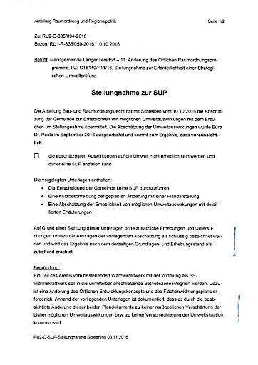 Vorschau Bild von Stellungnahme zum Screening vom Land NÖ