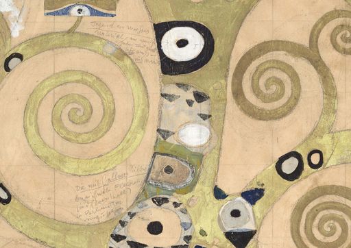 Gustav Klimt, Entwurfszeichnungen für den
Mosaikfries im Speisesaal des Palais Stoclet, Teil 4, 1910/1911,
Detail