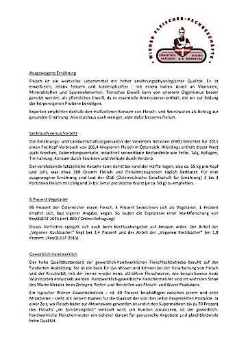 Vorschau Bild von Begleitende Daten zur Presseinformation der Landesinnung Wien der Lebensmittelgewerbe - ergänzend zur Beschreibung der Kampagne "Geschmack wie früher".