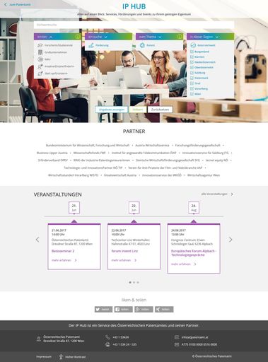 Screenshot IP Hub: Alles auf einen Blick -
Services, Förderungen und Events zu geistigem Eigentum