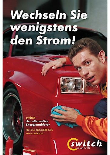 Vorschau Bild von Werbesujet von switch, mit Sportwagen aus dem Jahr 2001