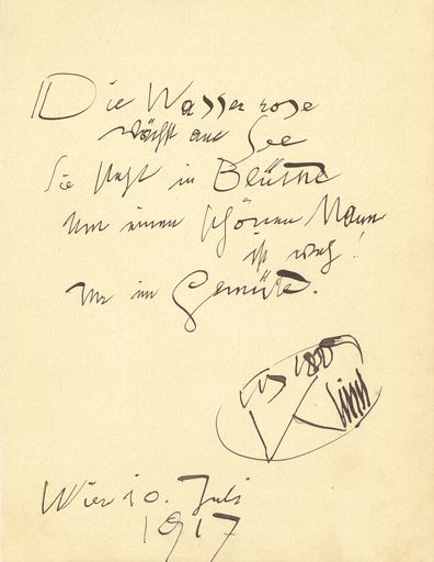 Gustav Klimt: Gedicht "Wasserrose", 10.07.1917