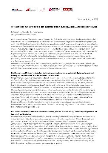 Vorschau Bild von Offener Brief an den Nationalrat