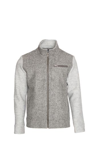  Eine sportliche Jacke aus reiner Schurwolle in
interessantem Materialmix aus gewebtem und gestricktem Loden. Bei
dieser sportliche Jacke wird Schladminger Loden mit Ärmeln aus
Strickloden kombiniert. Praktische Details sind die seitlichen
Eingriffstaschen und die Brusttasche. Die Kurzjacke ist an Saum und
Ärmeln mit einem Bund ausgestattet sowie mit Ärmelschonern an den
Ellbogen besetzt.