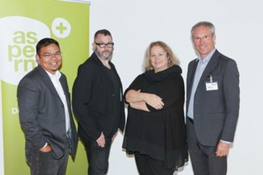 http://www.apa-fotoservice.at/galerie/9845 Benjamin
De La Pena (Deputy Director for Planning, Policy, Mobility and
Right-of-Way, Department of Transportation, City of Seattle, WA),
Adam Greenfield (Writer, United States & United Kingdom), Katja
Schechtner (Urban Innovation Agent, MIT Media Lab, Boston; OECD,
Paris; Visiting Professor, Vienna University of Technology, Vienna),
Gerhard Schuster (CEO wien 3420 aspern development AG, Vienna)