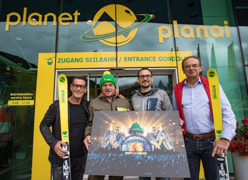 Veranstalter Klaus Leutgeb, Hansjörg Stocker (TV
Schladming-Rohrmoos Pichl), Markus Zeiringer (Leitung Marketing
Planai), Planai-GF Georg Bliem