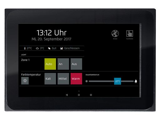 Beispielhafte Benutzeroberfläche: Mit den TCI
Touchpanels der Luna-Serie und der IoT-Technologie von Lemonbeat
steht der smarten Raumautomation nichts mehr im Wege. Weiterer Text
über ots und www.presseportal.de/nr/121446 / Die Verwendung dieses
Bildes ist für redaktionelle Zwecke honorarfrei. Veröffentlichung
bitte unter Quellenangabe: "obs/Lemonbeat GmbH"