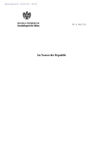 Vorschau Bild von Berufungsurteil HG Wien vom 17.08.2017
