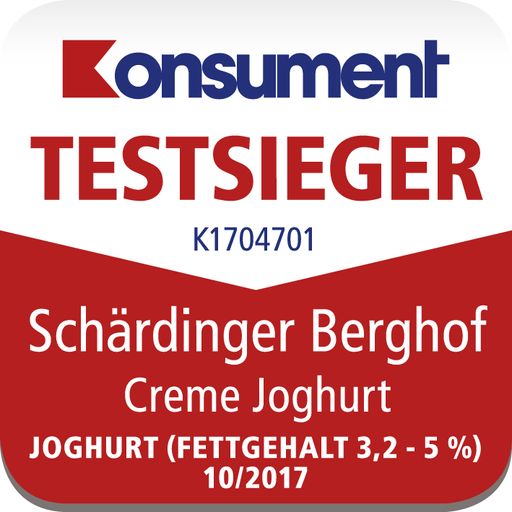 Vorschau Bild von BILD Schärdinger Schärdinger Berghof Cremejoghurt VKI
Testplakette "sehr gut"