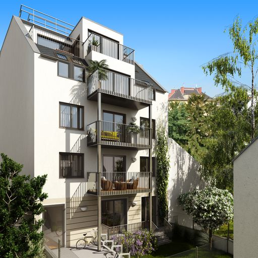  Schaubild des neuen Wohnhauses. Hier entstehen 6
moderne Wohnungen, die provisionsfrei als Eigentums- oder
Vorsorgewohnung erworben werden können.