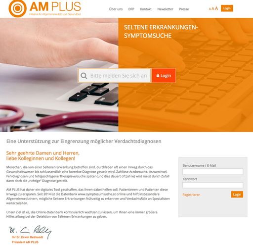 Vorschau Bild von Homepage der Datenbank www.symptomsuche.at