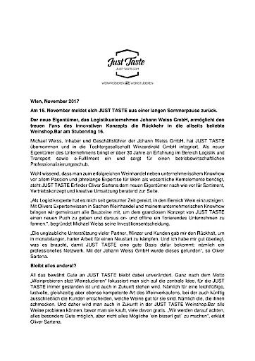 Vorschau Bild von PDF Anhang zu OTS - Just Taste Pressetext Re-Opening