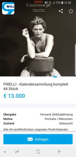 Pirelli-Kalender: Vollständige Sammlung (1964 bis
2017) für 13.000 Euro auf willhaben