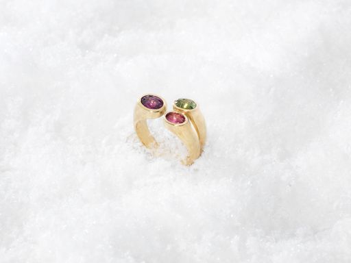 Ring Gelbgold mit dreierlei Turmalinen