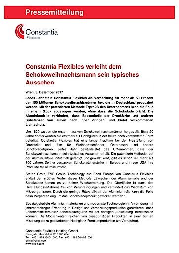 Vorschau Bild von Constantia Flexibles verleiht dem Schokoweihnachtsmann sein typisches Aussehen