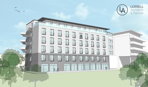 Vorschau Bild von Rendering Zubau Humanomed Zentrum Althofen.
copyright: Loebell Architects, www.loebell.at