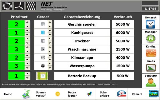 Vorschau Bild von Der Verbraucher gibt an, nach welchen Kriterien das
ECDS die Energie verwalten soll - dadurch ist ein effizientes
Energie-Sparen so einfach wie nie zuvor.