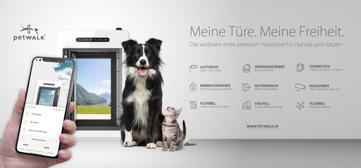 Vorschau Bild von PetWALK Tiertüren sind absolut luftdicht, wärmegedämmt und jetzt
auch in Smart Home Systeme integrierbar.