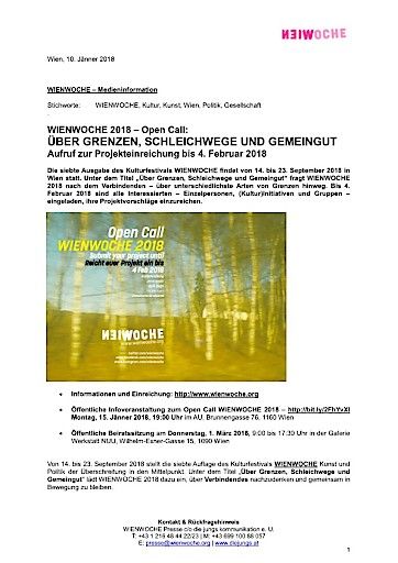 Vorschau Bild von Medieninformation WIENWOCHE 2018 - Call for projects