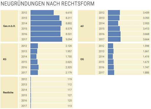 Vorschau Bild von Neugründungen Rechtsform AT