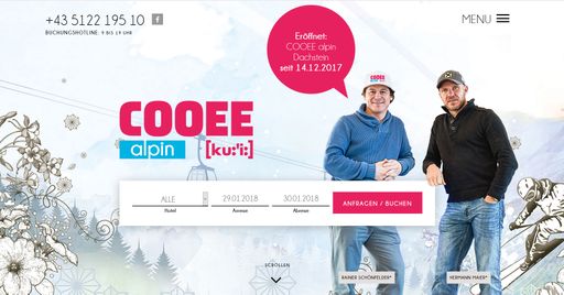  Die neues COOEE alpin Webseite mit dem ABM V5
Anfrage- & Buchungssystem von websLINE