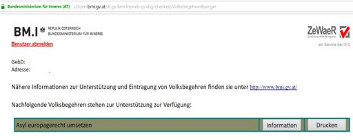 Vorschau Bild von Online-Unterstützungsmaske des BMI