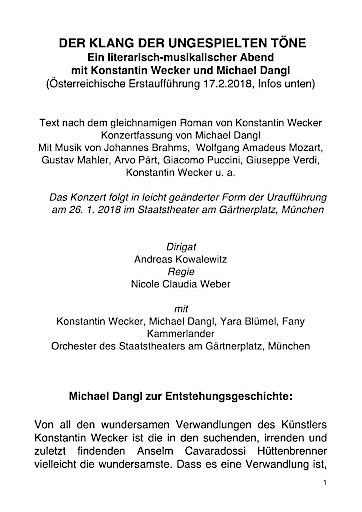 Vorschau Bild von "Der Klang der ungespielten Töne": Michael Dangl zur Entstehungsgeschichte
