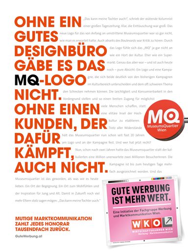 Slogan MQ als Umsetzung der Kampagne