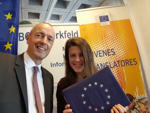 Österreichs Sprachtalent Johanna Tösch und Achim Braun
Kulturbeauftragter der EU-Kommission Wien