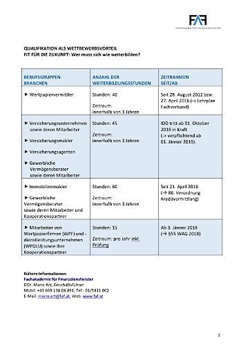  Wer muss sich gemäß der neuen gesetzlichen Rahmenbedingungen als Finanzdienstleister wie weiterbilden?