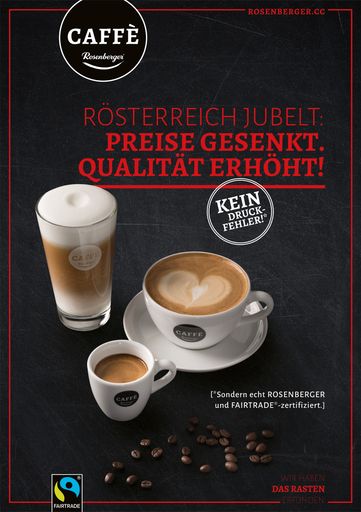 Vorschau Bild von Rosenberger senkt österreichweit die Kaffeepreise
und geht FAIRTRADE-Gastronomiepartnerschaft ein