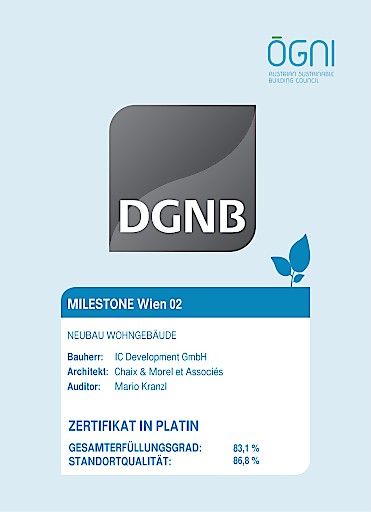 Vorschau Bild von Schautafel Zertifikat Milestone Vienna Campus