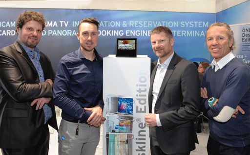  v.li.: CEO Alexander Wahler (Onlim GmbH) sowie
Matthias Renn, CEO Markus Schröcksnadel, CTO Ferdinand Hager (alle
feratel).