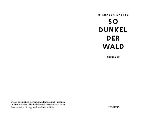 Vorschau Bild von Leseprobe zu "So dunkel der Wald" von Michaela Kastel, erschienen im Emons Verlag.