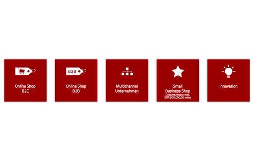 Vorschau Bild von Online Shop B2C, Online Shop B2B, Multichannel
Unternehmen, Small Business Shop (Gesamtumsatz max. EUR 500.000,00),
Innovation