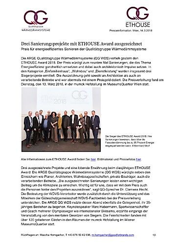 Vorschau Bild von Verleihung ETHOUSE Award 2018